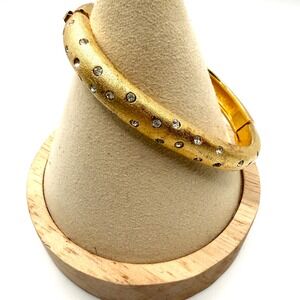 Swarovski Bangle Bracelet Gold Tone Textured Rhinestone Old money